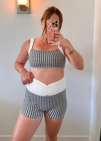 Scrunch Biker Shorts - Black Gingham