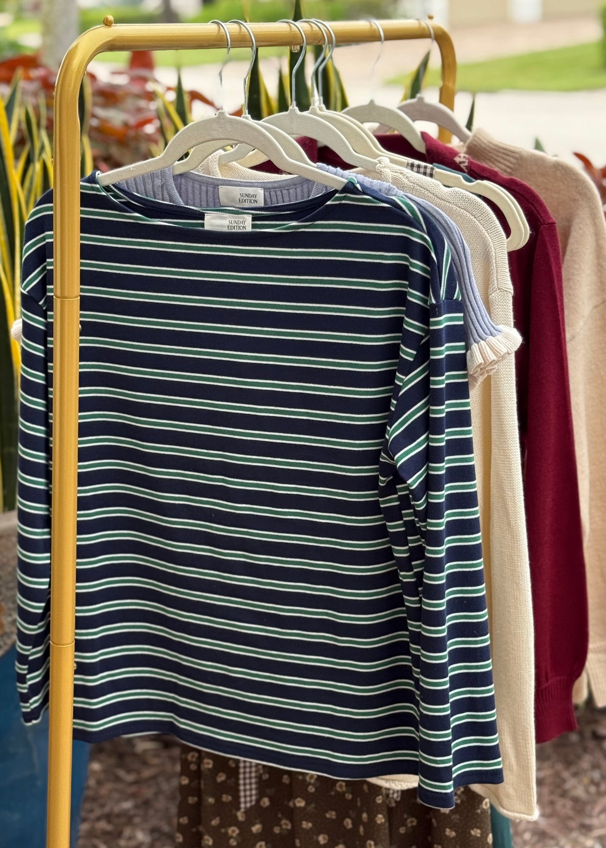 Boat-Neck Stripe Top
