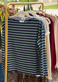 Boat-Neck Stripe Top