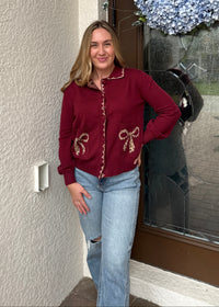 Burgundy Bow Sweater