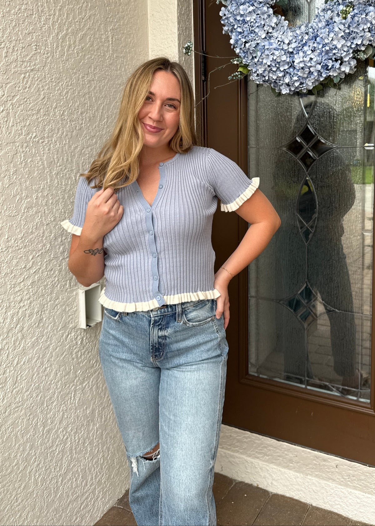 Ruffle Ribbed Top