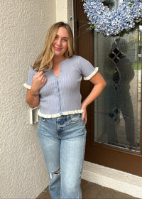 Ruffle Ribbed Top