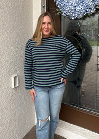 Boat-Neck Stripe Top