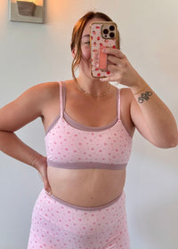 Double Layer Sports Bra - Pink Ditsy
