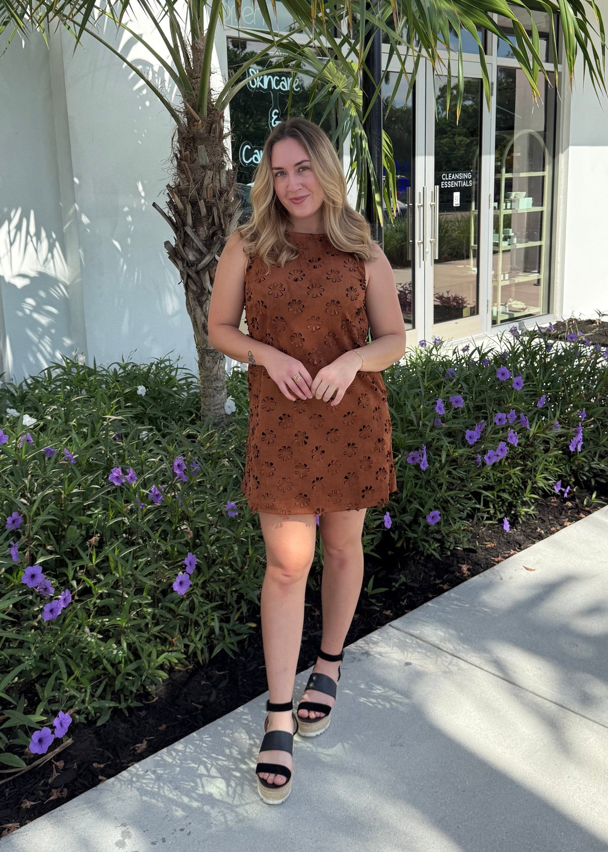 Petal Suede Mini Dress