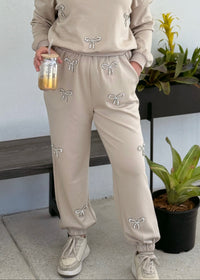 Bow Sweatpants - Tan