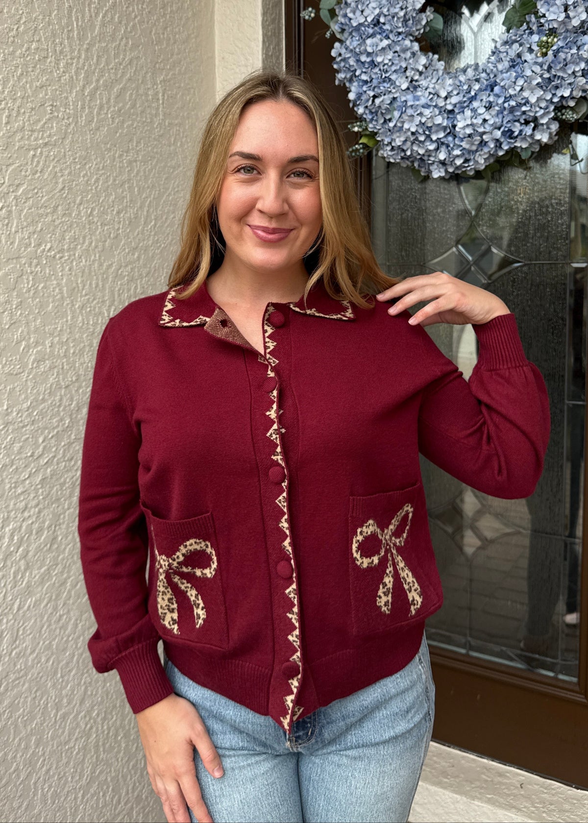 Burgundy Bow Sweater