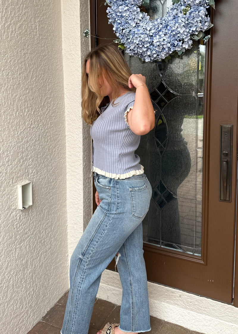 Ruffle Ribbed Top