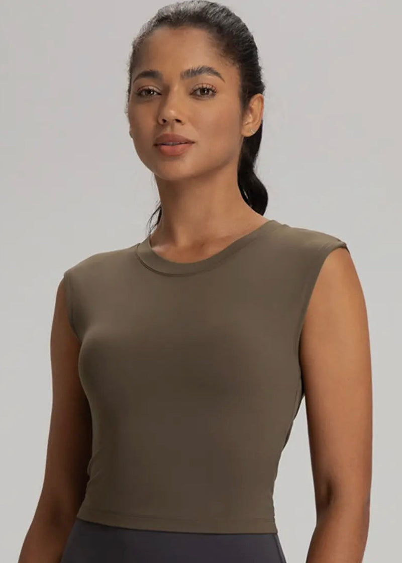 Peekaboo Athletic Top - Olive Brown