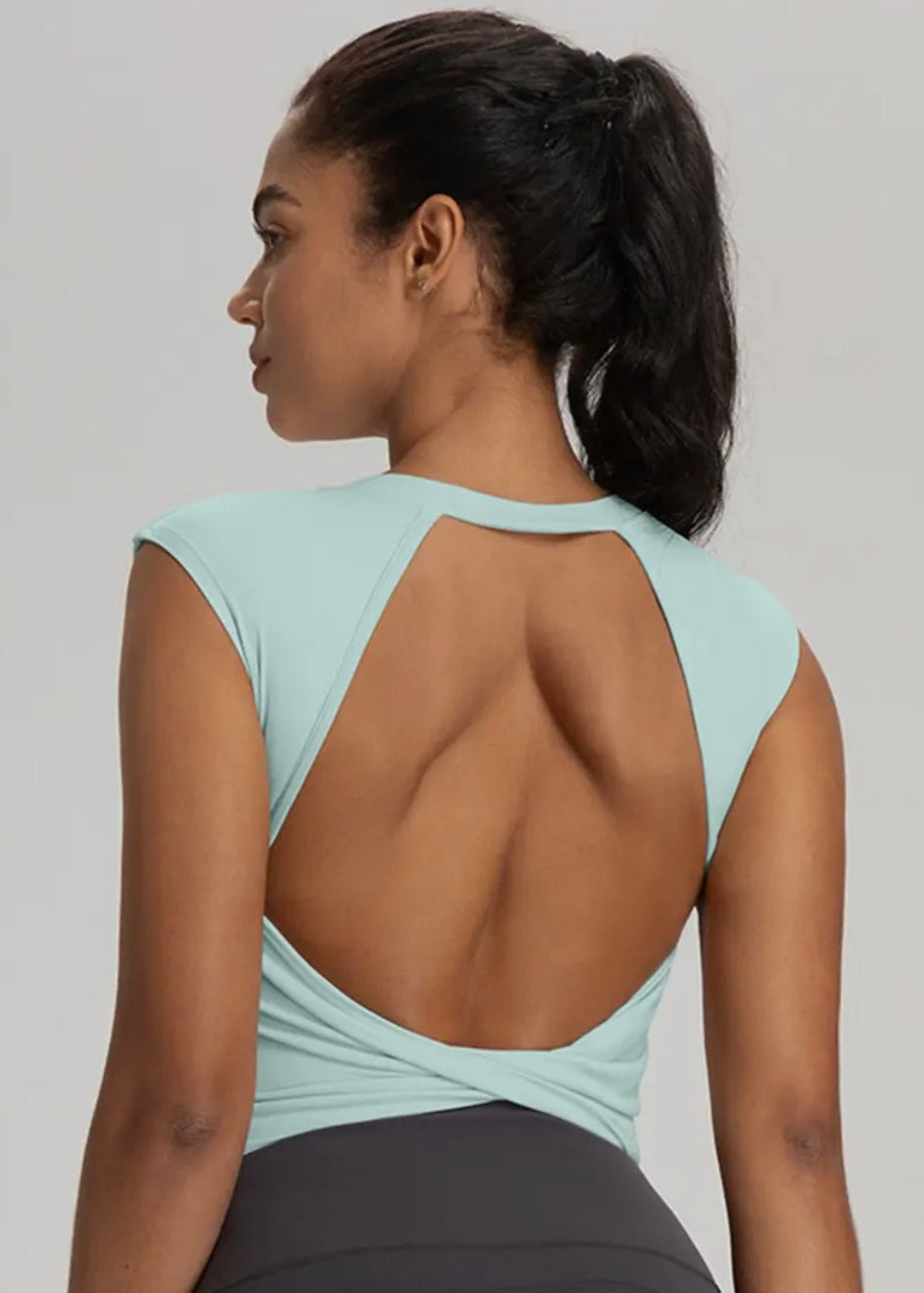 Peekaboo Athletic Top - Sky Blue