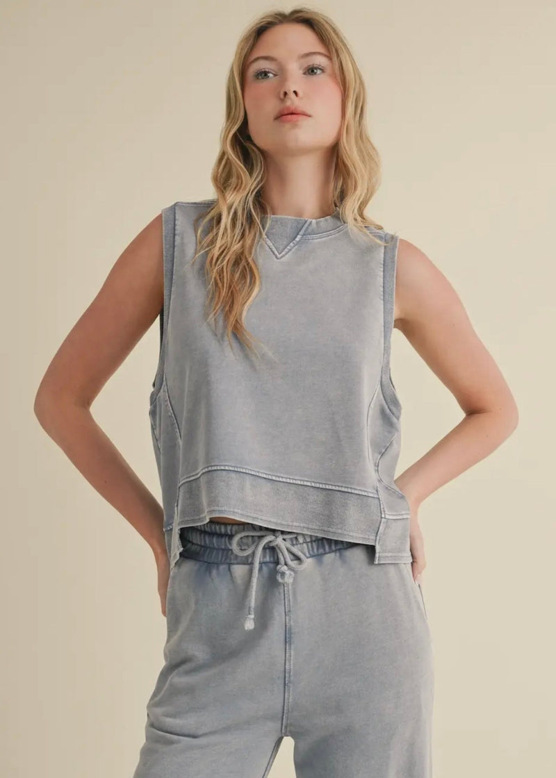 sleeveless top & pants lounge set, casual lounge set, comfy travel set