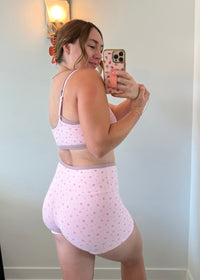 Double Layer Biker Shorts - Pink Ditsy