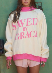 Saved by Grace Mockneck Sweatshirt - Pink
