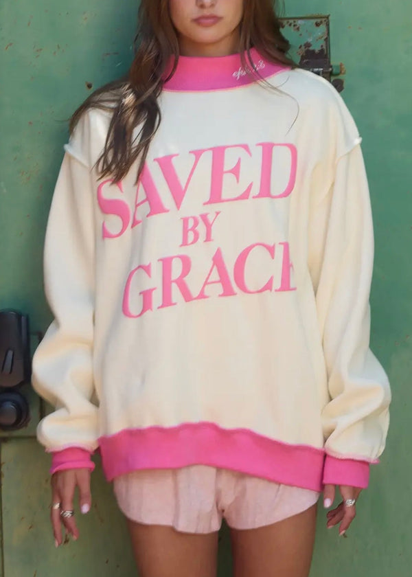 Saved by Grace Mockneck Sweatshirt - Pink