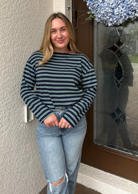 Boat-Neck Stripe Top
