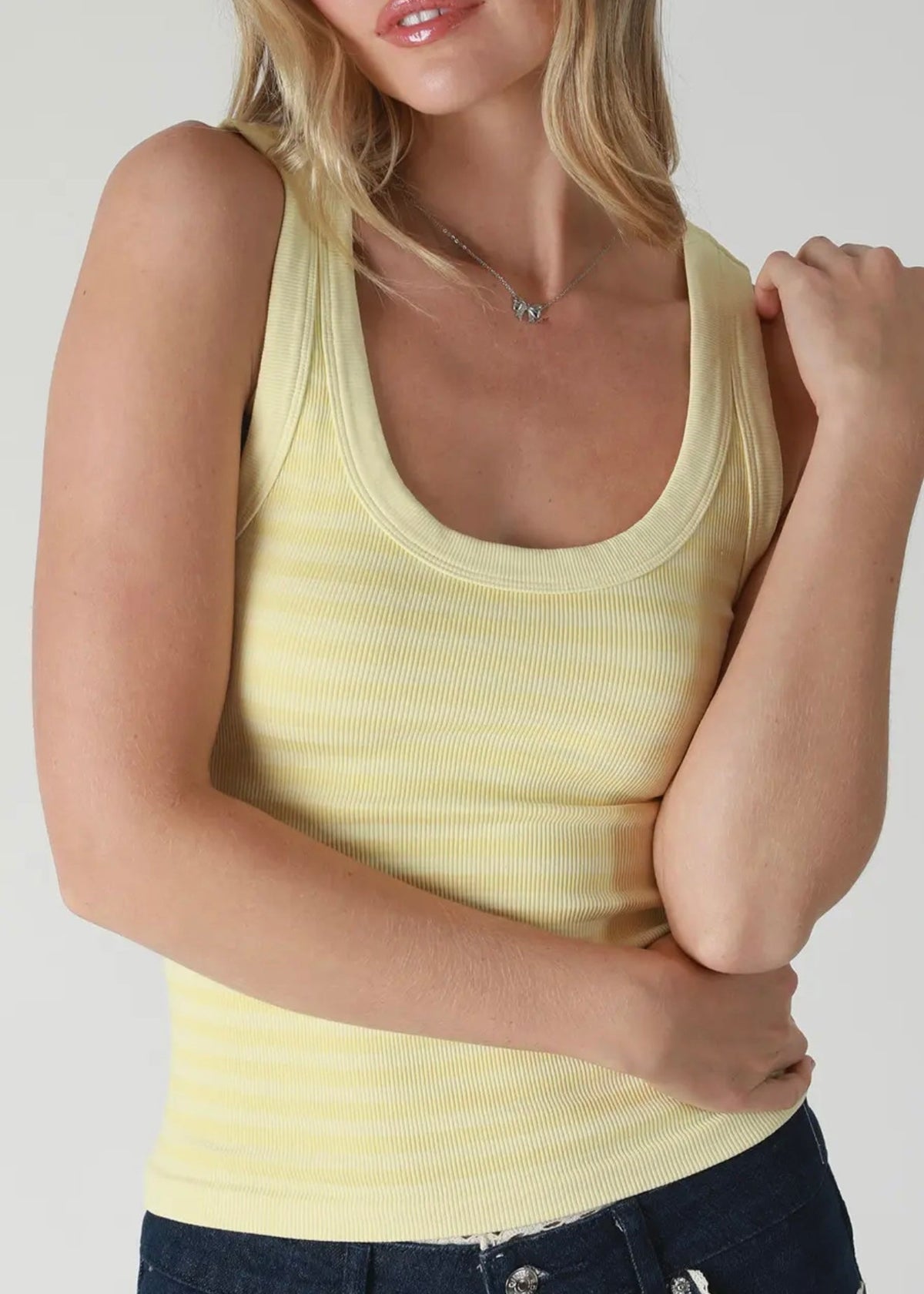 Summer Girly Striped Tank - Yellow