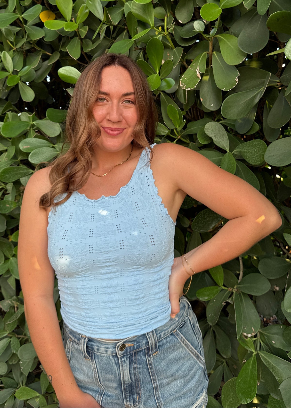 Floral Dreams Tank - Baby Blue