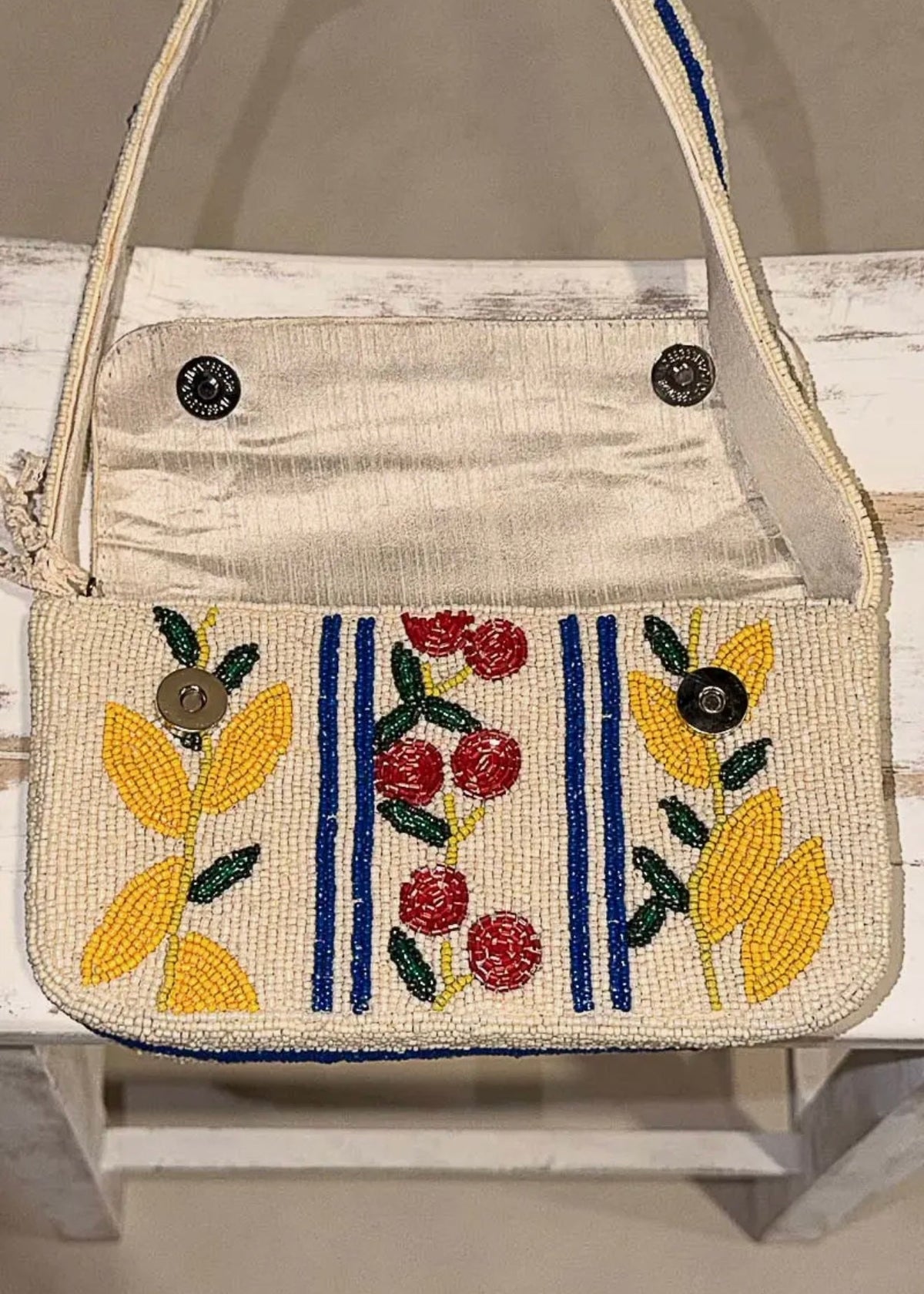 Beaded Lemon & Cherry Purse