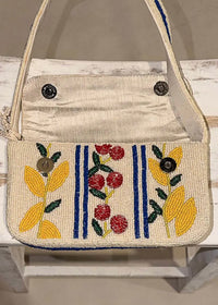 Beaded Lemon & Cherry Purse