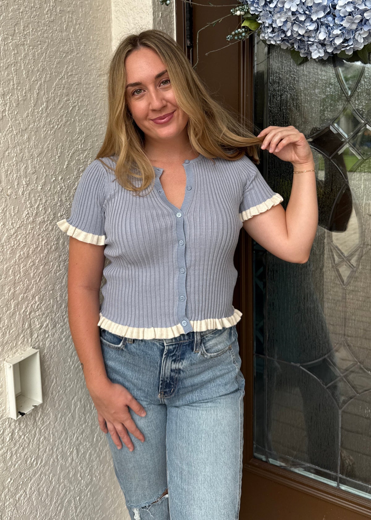 Ruffle Ribbed Top