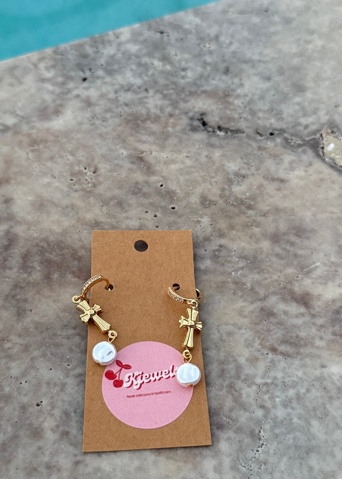 Priceless Pearl & Cross Earrings