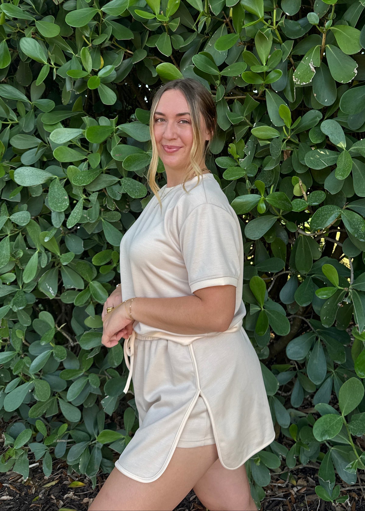 Beige/Pink Skirt Set