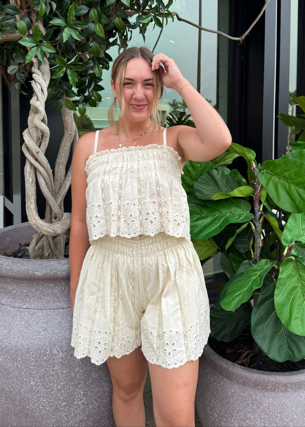 Cream Floral Lace Set