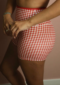Double Layer Biker Shorts - Red Gingham