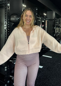 Chunky Cropped Zip Up - Soft Pink