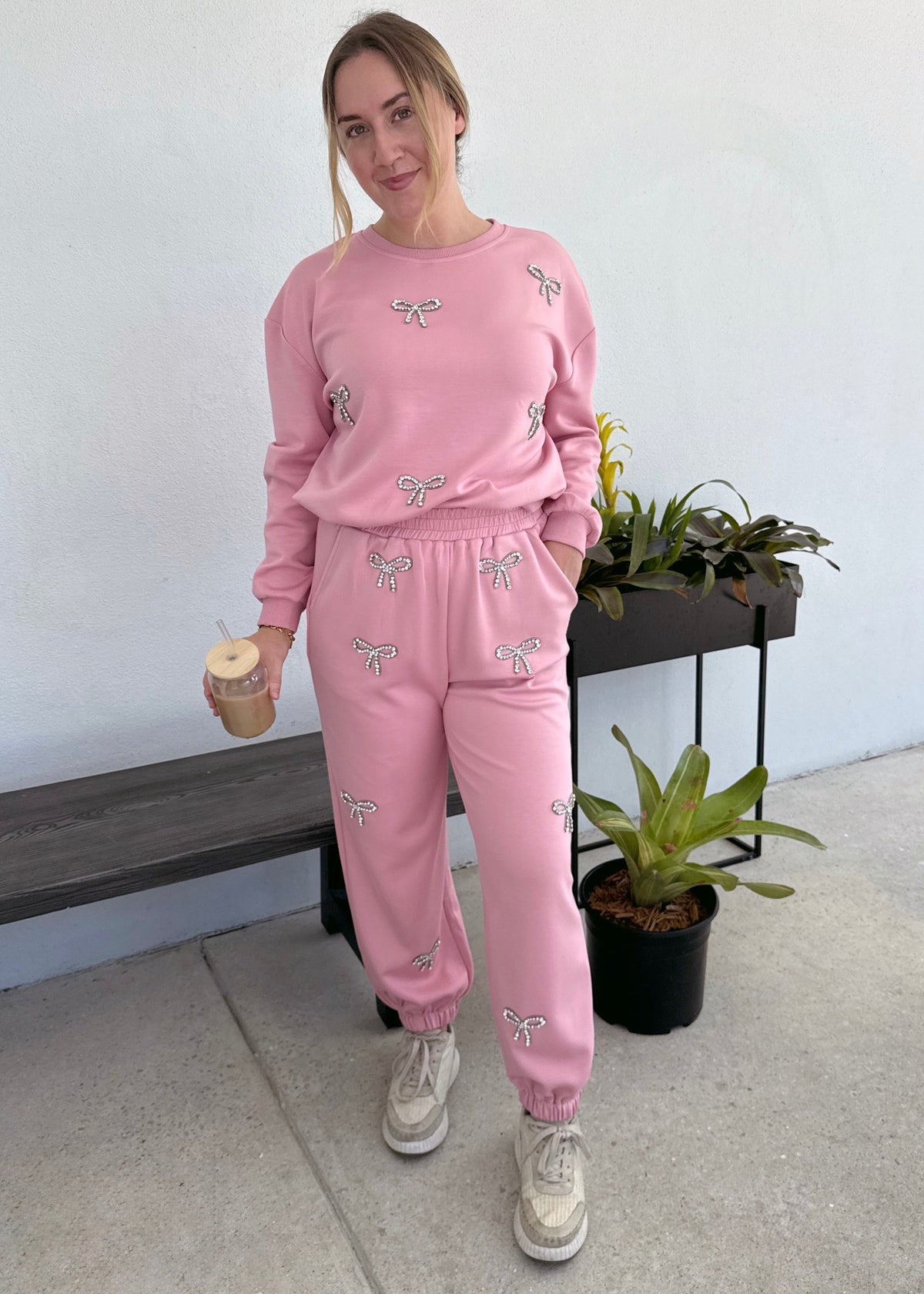 Bow Sweatpants - Pink