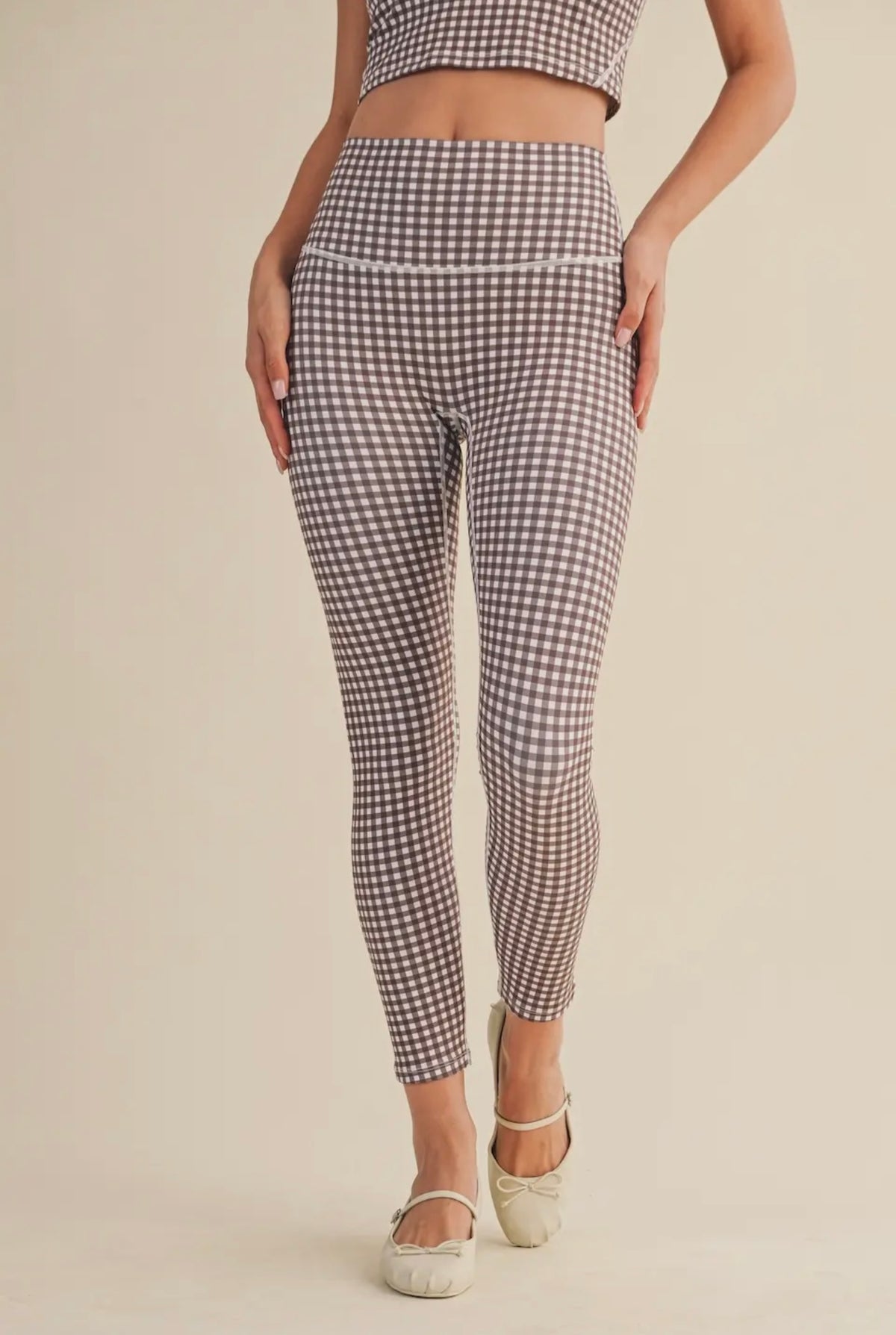 Brown Gingham Leggings