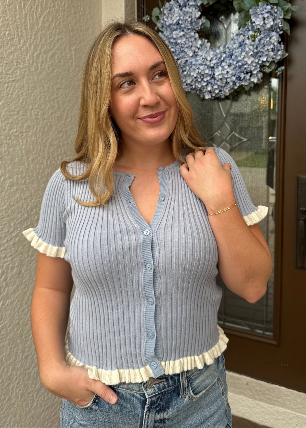 Ruffle Ribbed Top