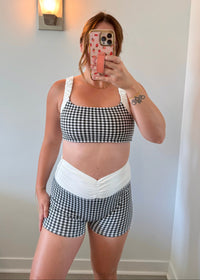 Scrunch Biker Shorts - Black Gingham