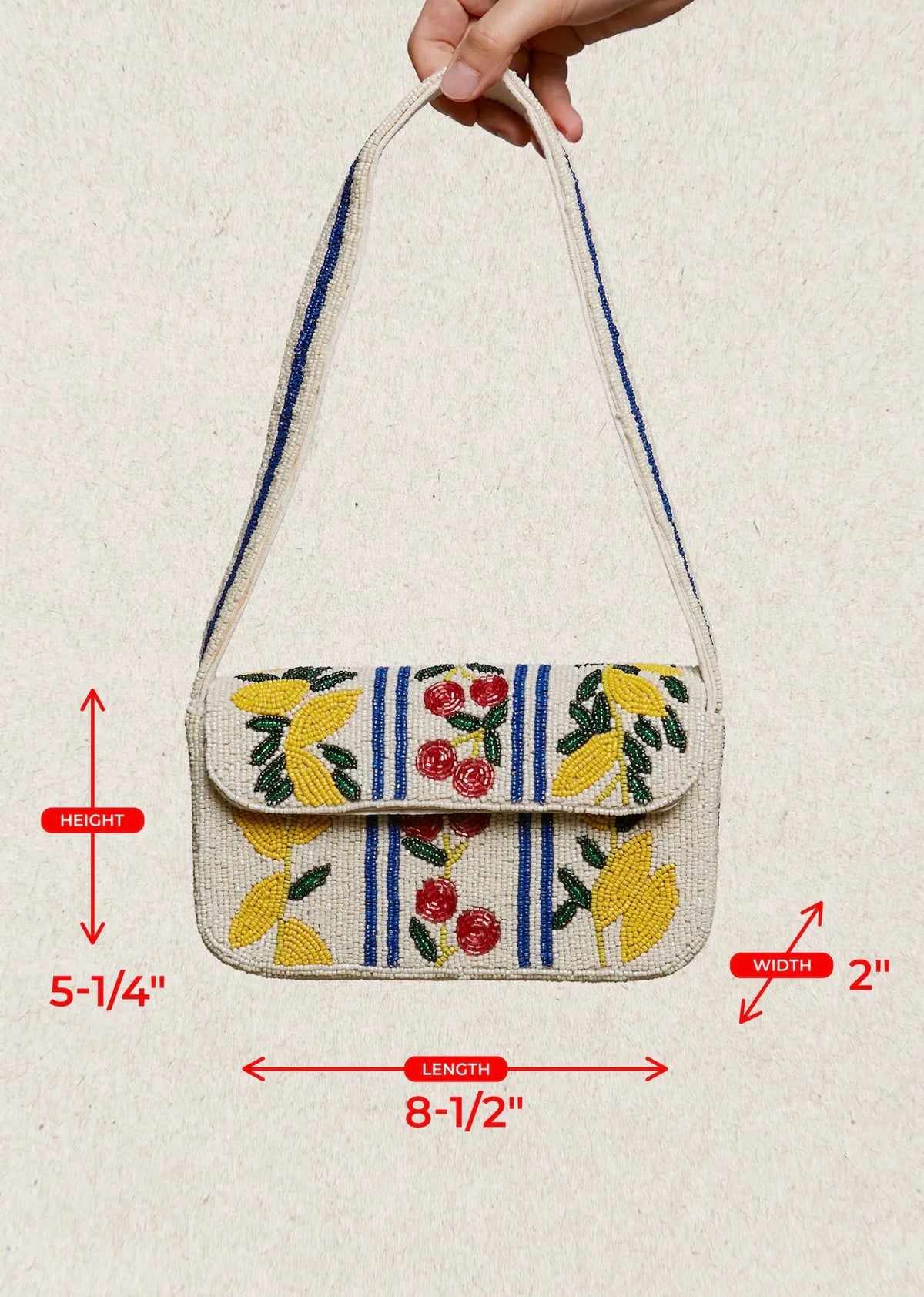 Beaded Lemon & Cherry Purse