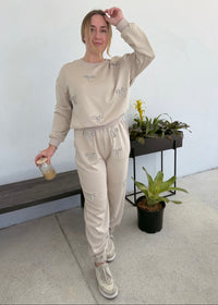 Bow Sweatpants - Tan