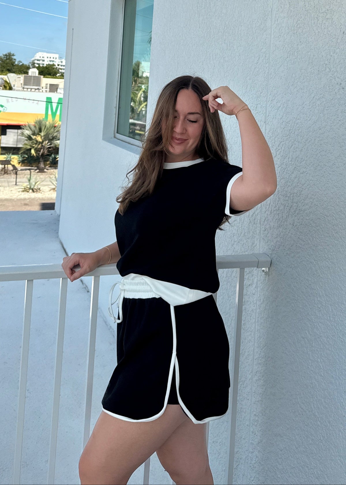 Summer Girly Skort Set - Black/White