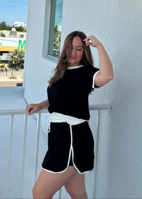 Summer Girly Skort Set - Black/White