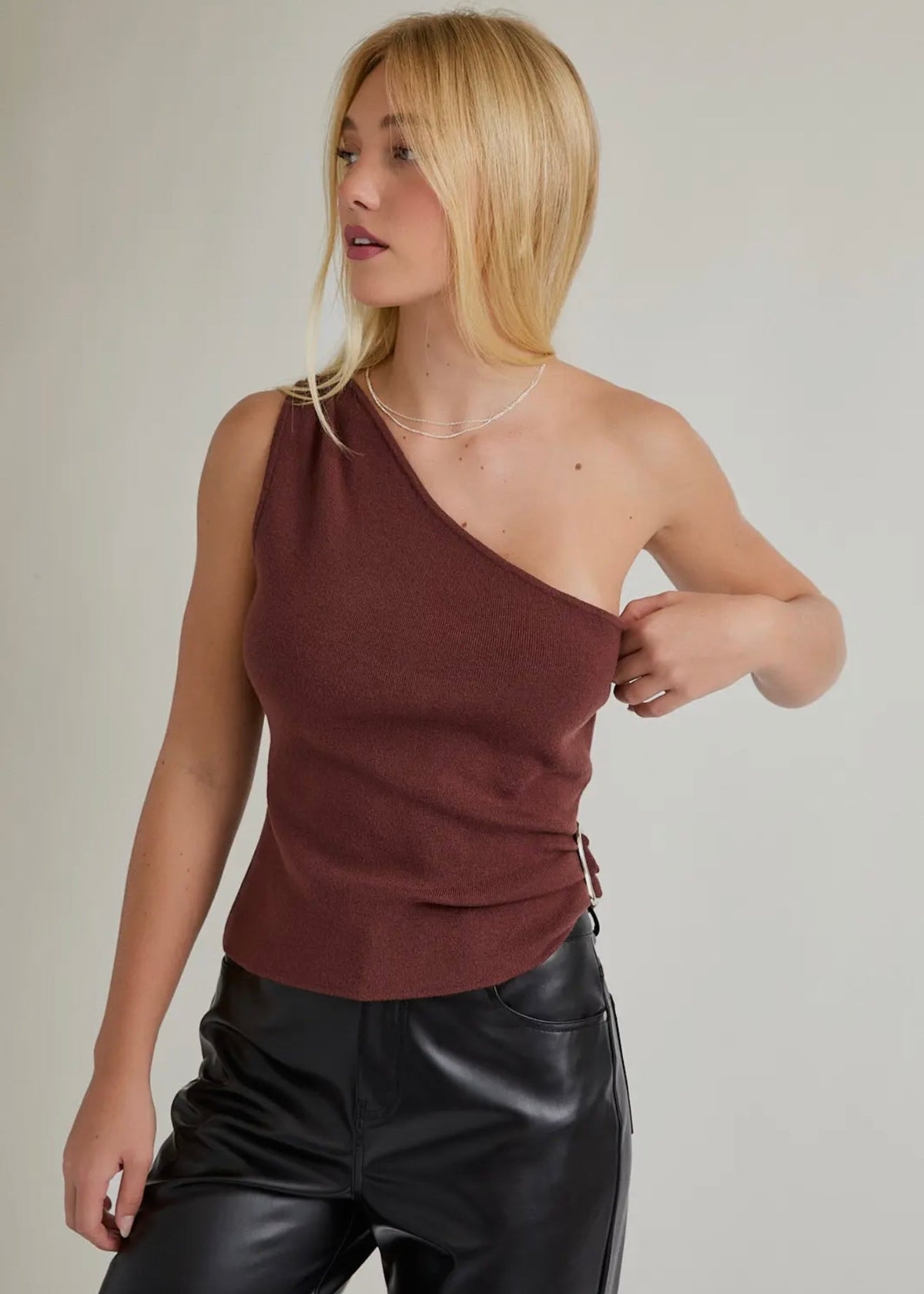 Mocha One Shoulder Top