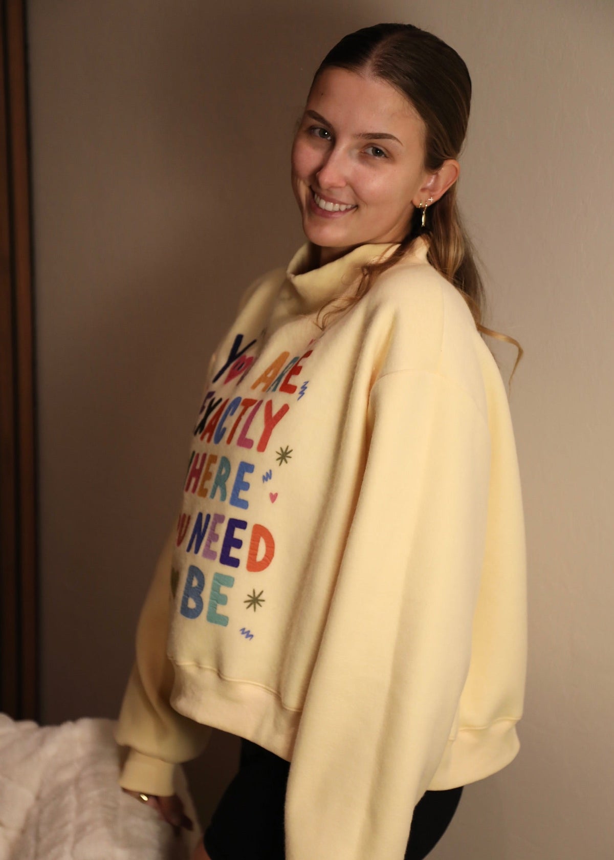 "Life Is Good" Reversible Cropped Mockneck