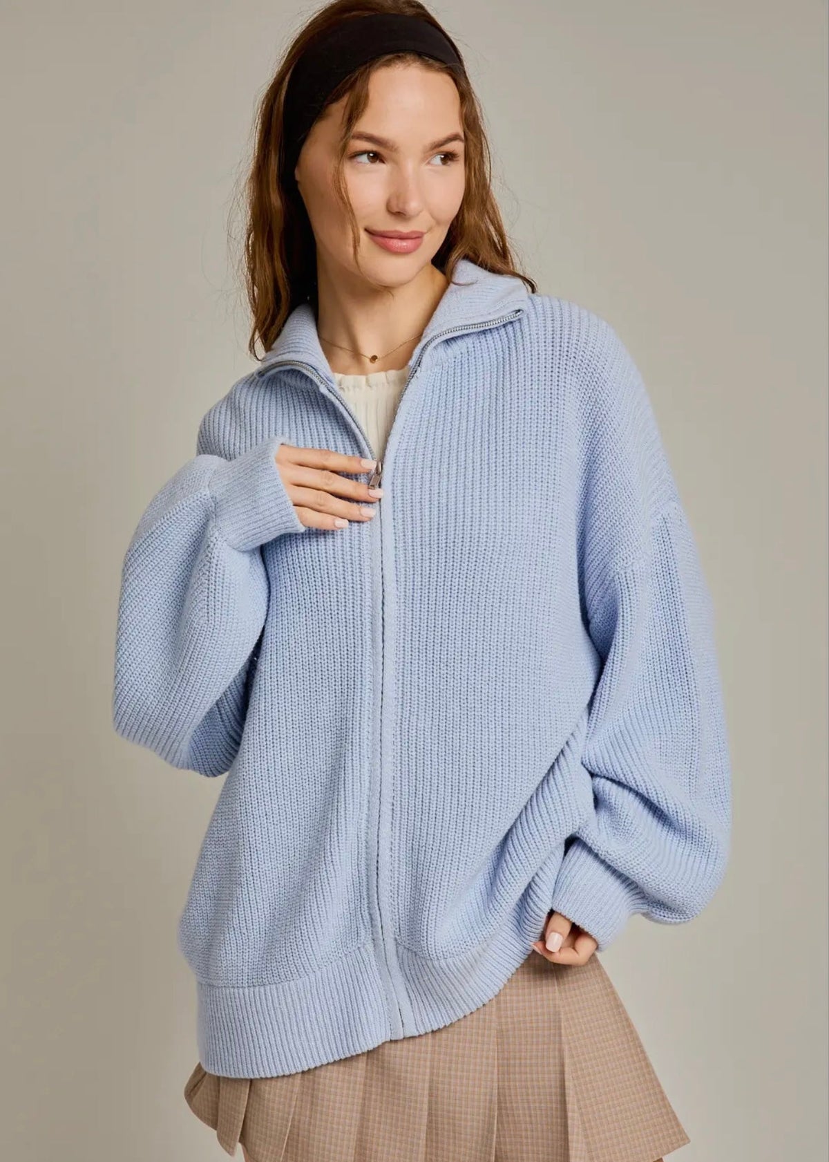 Baby Blue Oversized Zip Up