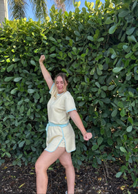 Yellow/Blue Skirt Set