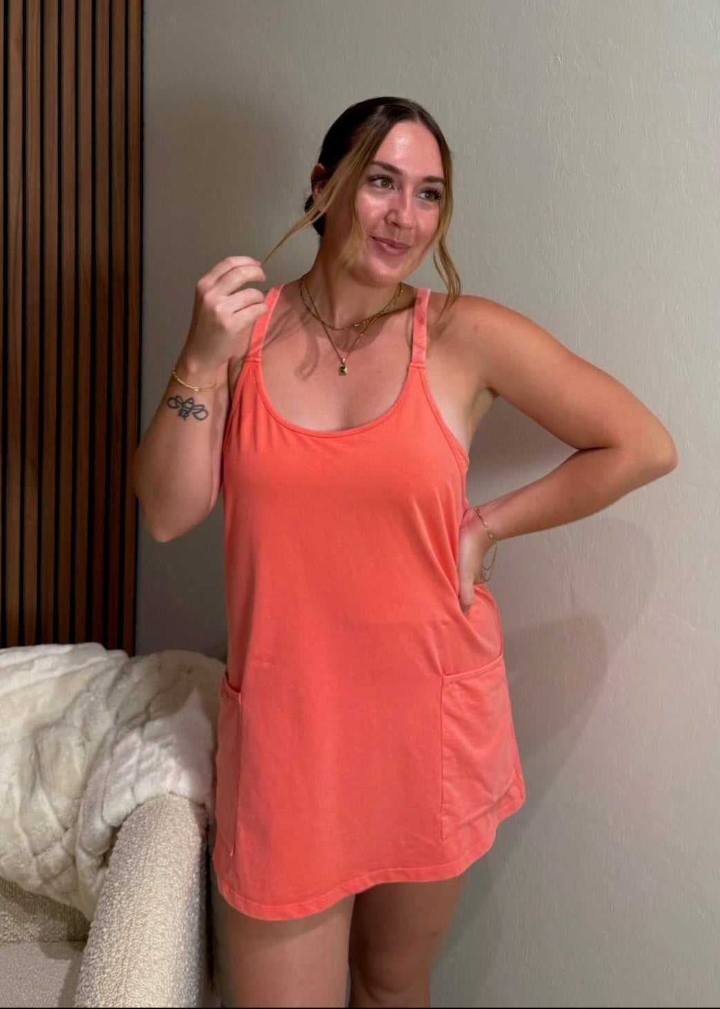 Coral Mineral Wash Active Dress