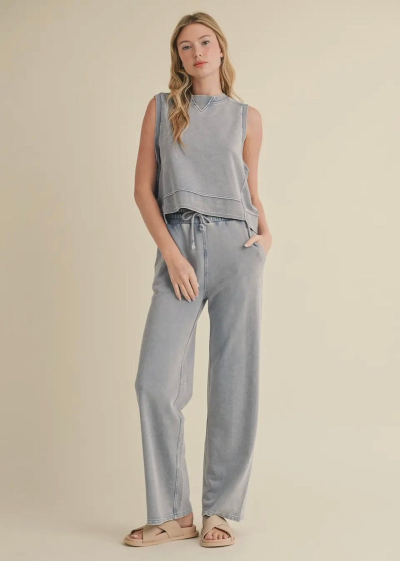 sleeveless top & pants lounge set, casual lounge set, comfy travel set