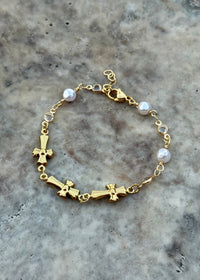 Cross + Pearl Bracelet