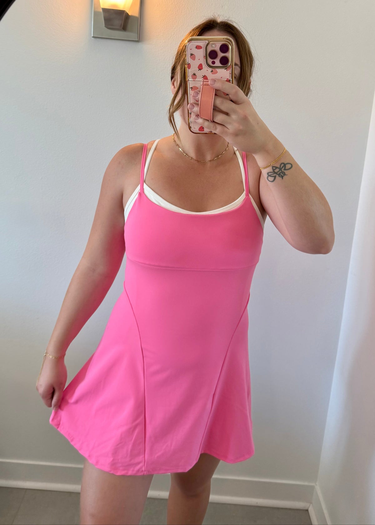pink active dress with shorts Spalding Women's Active Dress