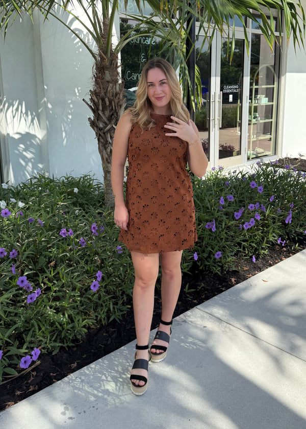 Petal Suede Mini Dress