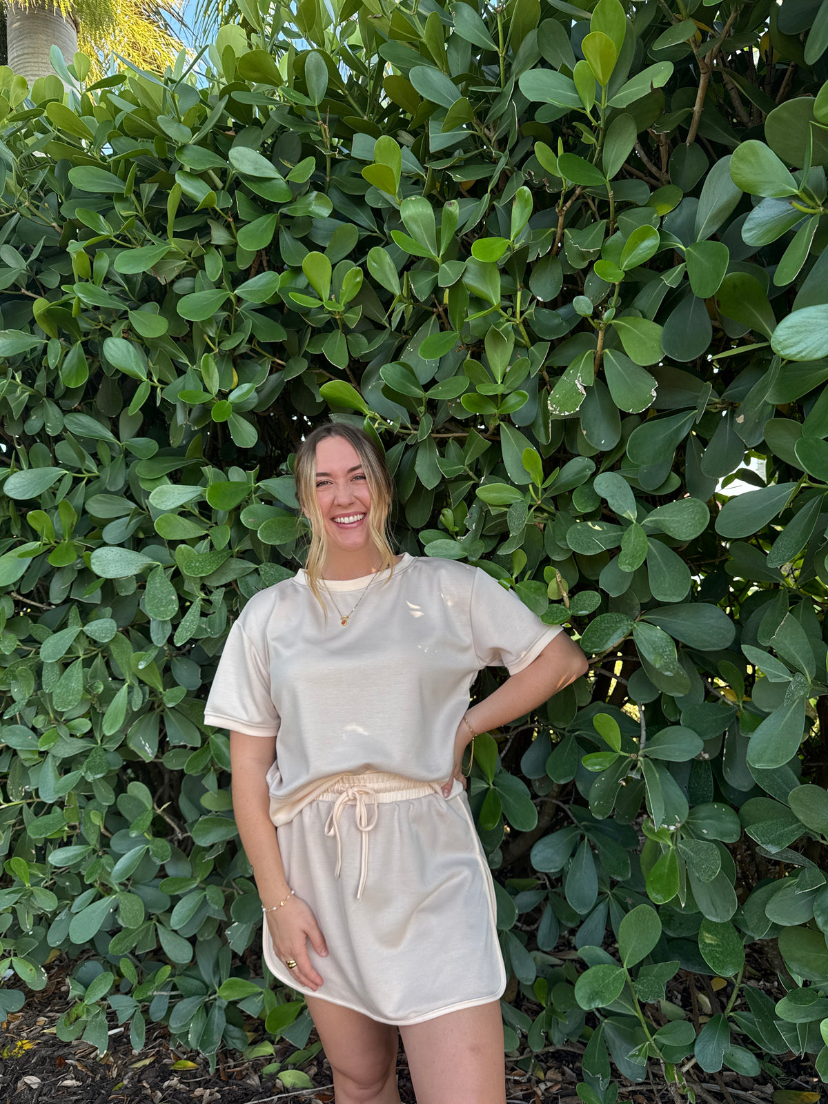 Beige/Pink Skirt Set