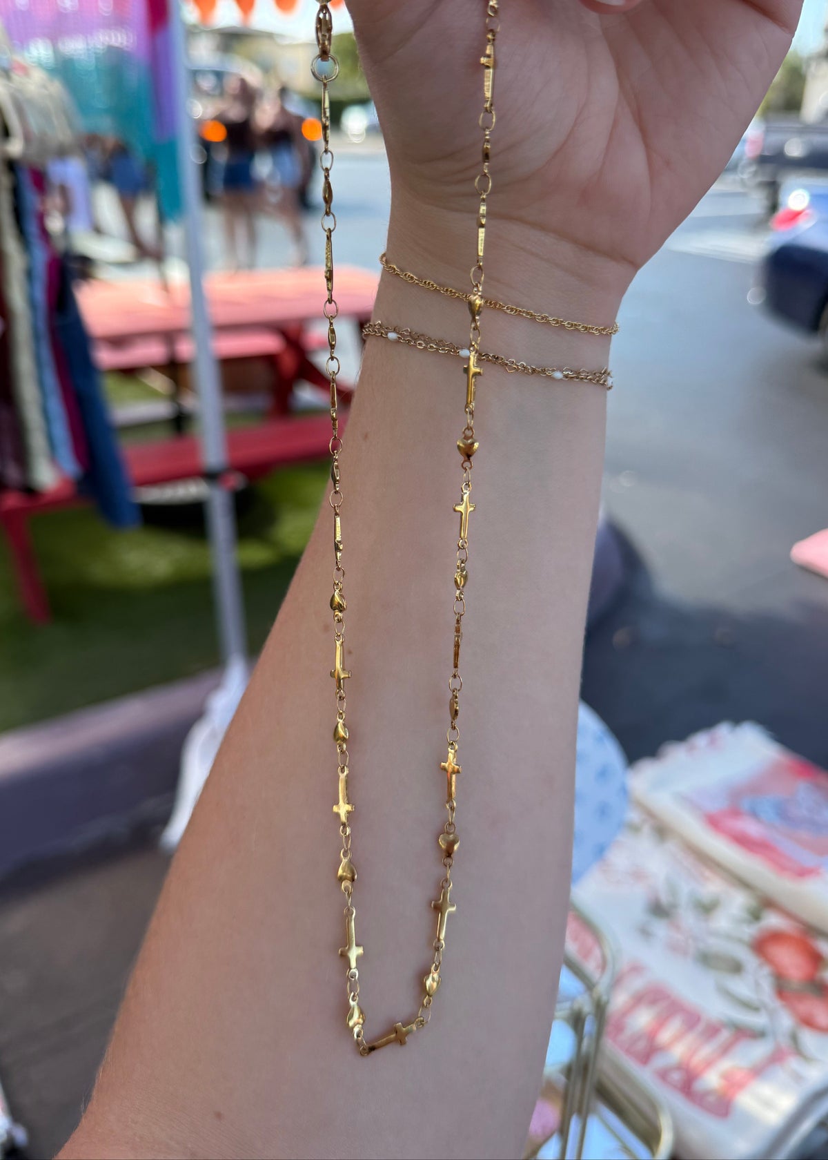 Godly Girl Gold Cross + Heart Link Chain