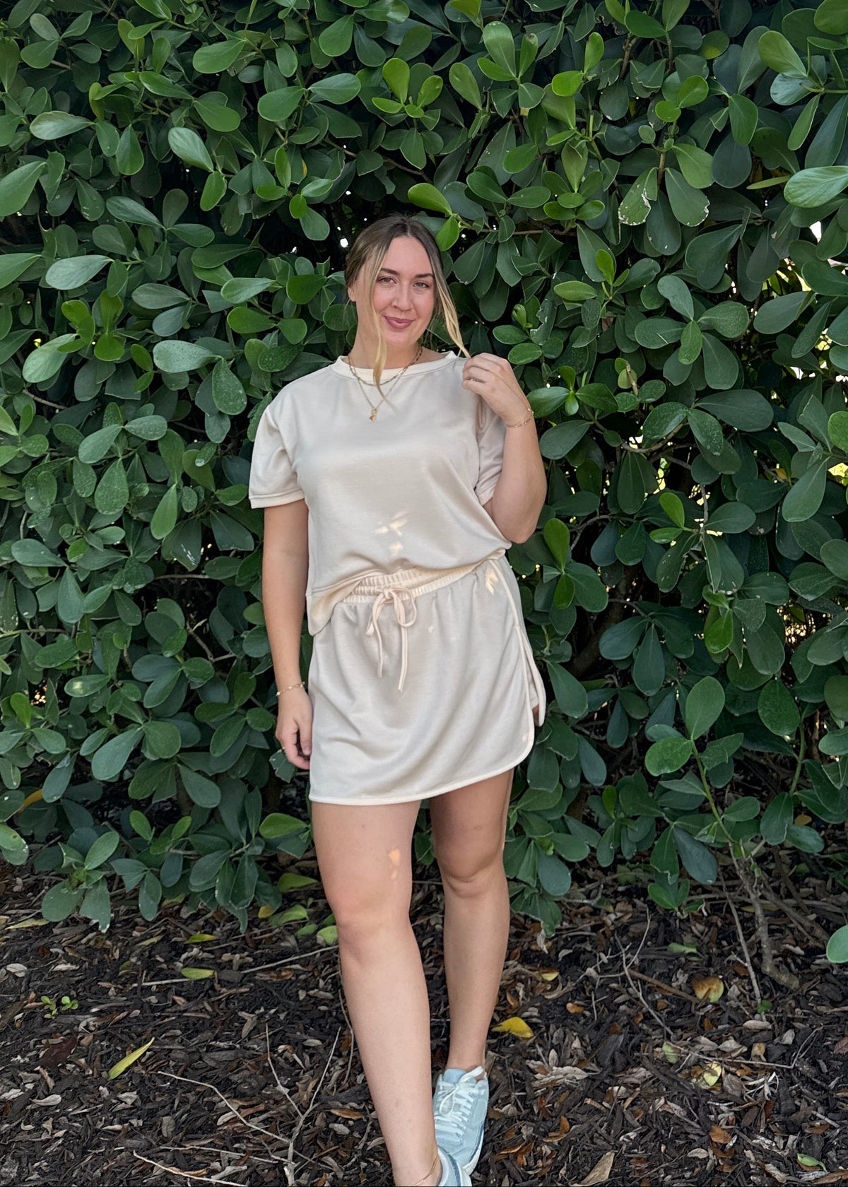 Beige/Pink Skirt Set