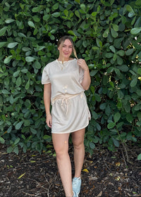 Beige/Pink Skirt Set